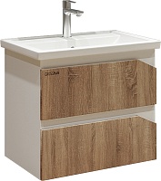 Grossman Тумба под раковину Инлайн 60 подвесная белая/дуб сонома